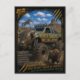 Carte Postale Camion Monstre Tout Terrain Art du Dakota du Nord