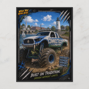 Carte Postale Camion Monstre Tout Terrain Connecticut Art