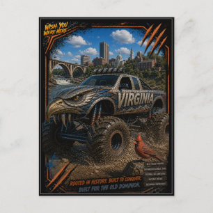 Carte Postale Camion monstre tout-terrain d'art de Virginie