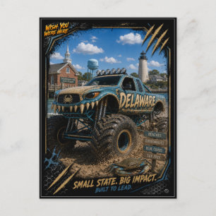 Carte Postale Camion Monstre Tout Terrain d'Art du Delaware