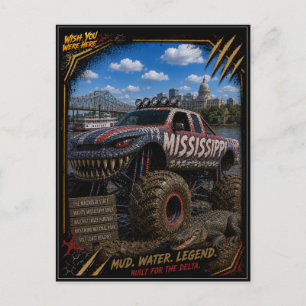 Carte Postale Camion Monstre Tout Terrain Mississippi Art