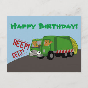 Carte Postale Camion poubelle d'anniversaire