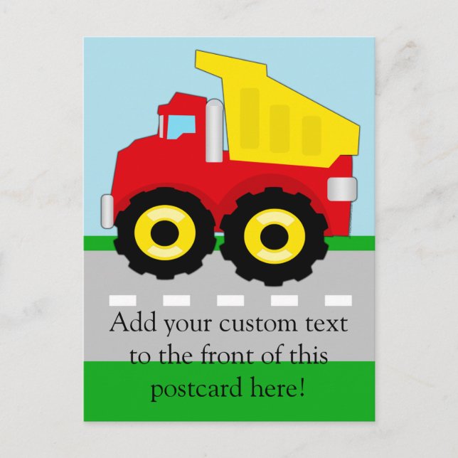 Carte Postale Camion-poubelle de construction pour enfants (Devant)