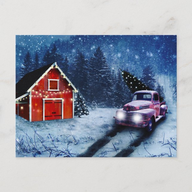 Carte Postale Camion Rouge Ancien (Devant)