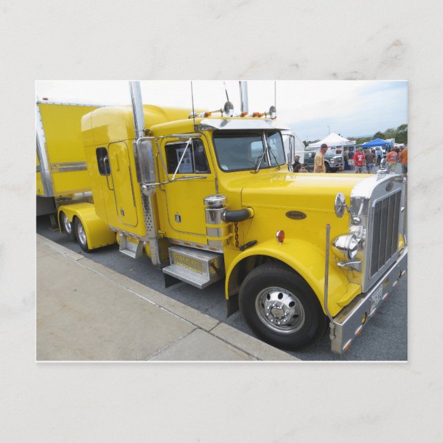 Carte Postale Camion semi-jaune (Devant)