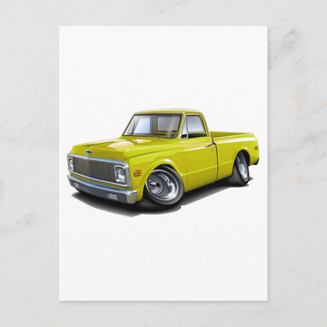 Carte Postale Camionnette jaune Chevy C10 1970-72 (Devant)