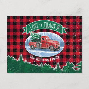 Carte Postale Camionnette Rouge Rétro Amour & Merci Vacances