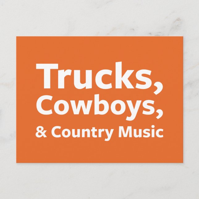 Carte Postale Camions, cowboys et musique country (Devant)