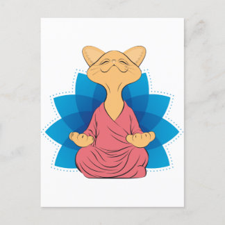 Carte Postale Camiseta Buddha cat meditating - Guru cat - Namast