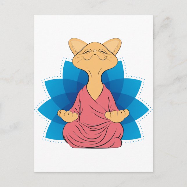 Carte Postale Camiseta Buddha cat meditating - Guru cat - Namast (Devant)