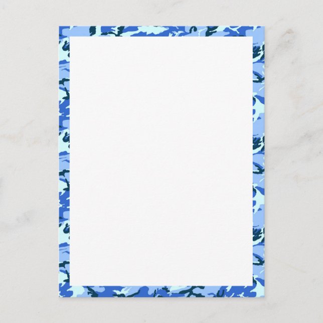 Carte Postale Camouflage bleu ciel Woodland avec blanc (Devant)