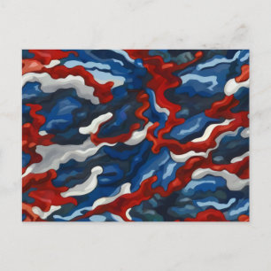 Carte Postale camouflage bleu rouge