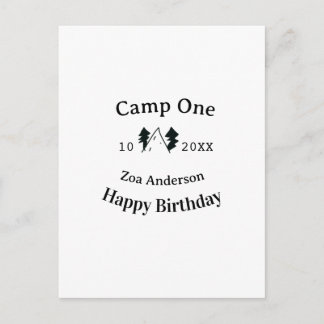Carte Postale Camp one happy birthday name date campingadventure