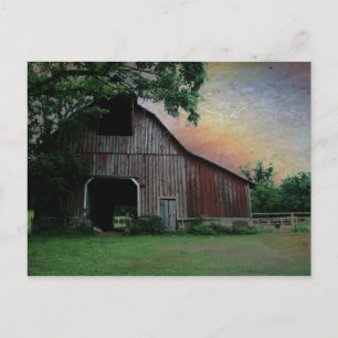 Carte Postale campagne coucher de soleil paysage agricole ancien
