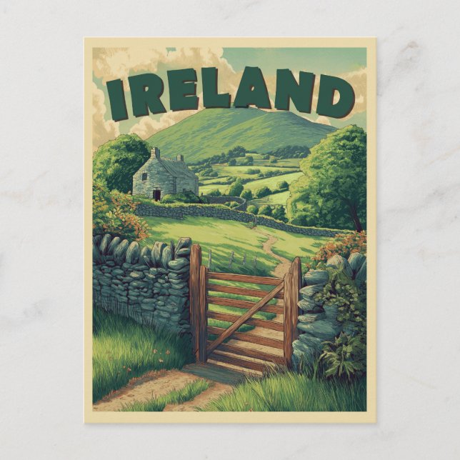 Carte Postale Campagne d'Irlande vintage (Devant)