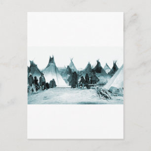 Carte Postale Campement Indien Amérindien des années 1890