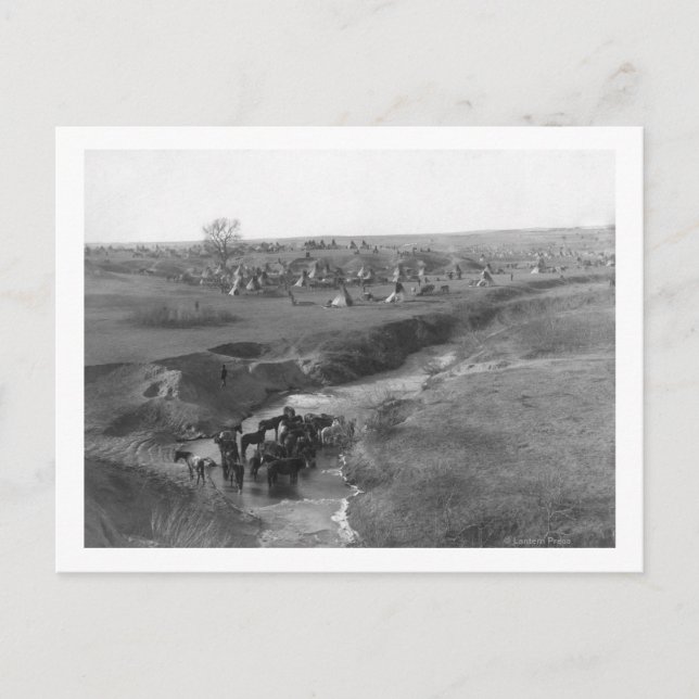 Carte Postale Campement Indien Lakota à White Clay (Devant)