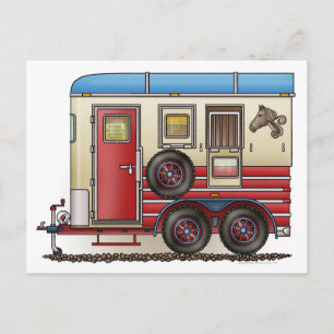 Carte Postale Camper de remorque à cheval