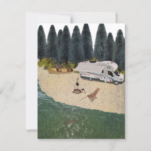 Carte Postale Camper RV dans la forêt au bord de l'eau