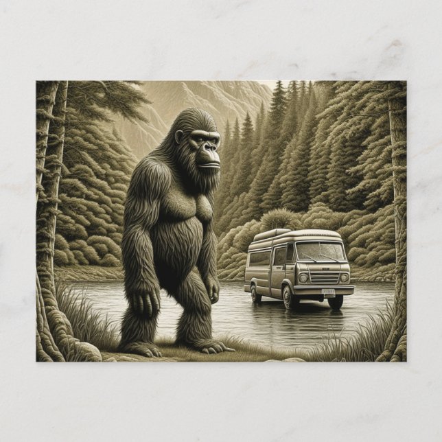 Carte Postale Camper vintage Bigfoot et RV dit bonjour (Devant)