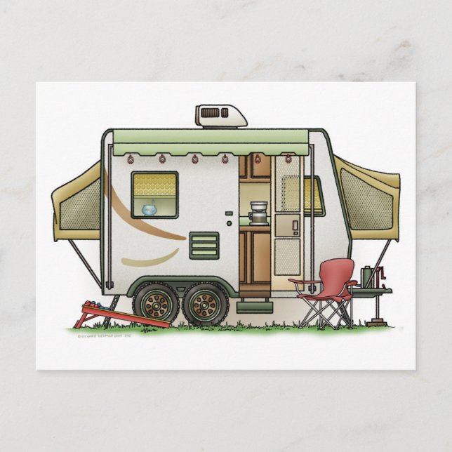 Carte Postale Campeur expansible de remorque de Hybred (Devant)