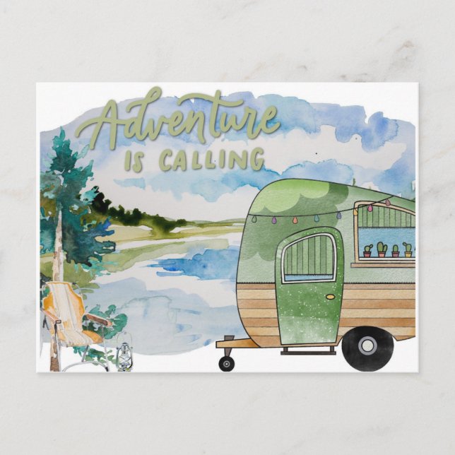 Carte Postale Camping Adventure Watercolor Travel (Devant)