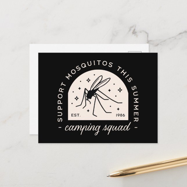Carte Postale Camping mosquito funny camp squad sarcastic quotes (Devant/Arrière en situation)