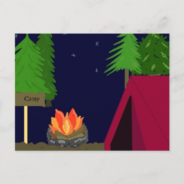 Carte Postale Camping sous une tente (Devant)