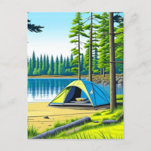 Carte Postale Camping Tente à thème dans les bois
