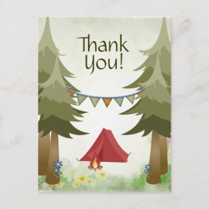Carte Postale Camping Tente Campfire Trees Bois Merci