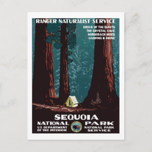Carte Postale Camping WPA vintage dans le parc national de Sequo