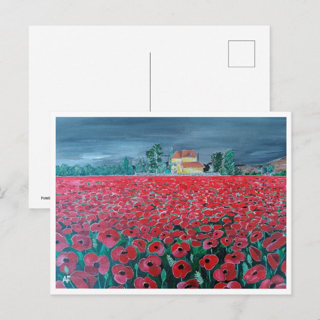 Carte Postale Campo de Amapolas Peinture d'Alfred Fox (Devant / Derrière)