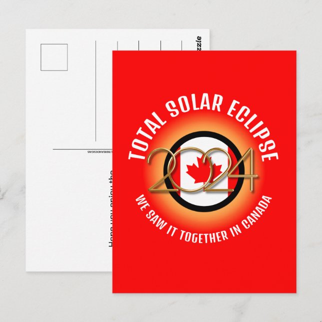 Carte Postale Canada 2024 TOTAL SOLAR ECLIPSE (Devant / Derrière)