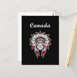 Carte Postale Canada Coloré Amérindien Chef Dark