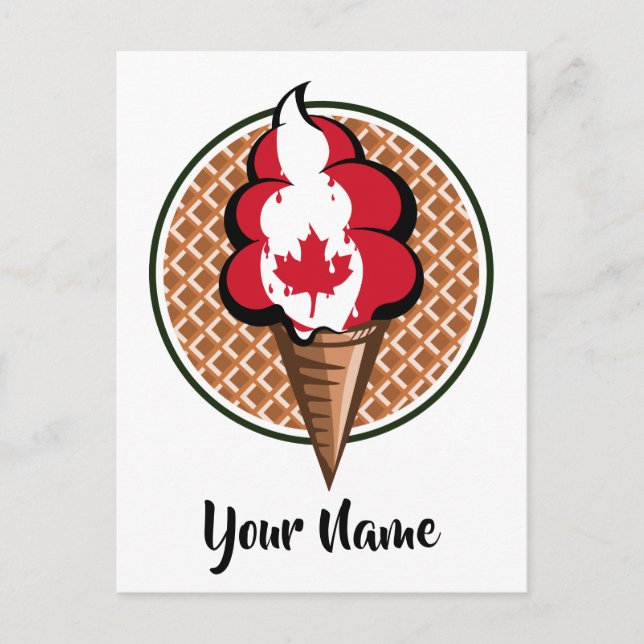 Carte Postale Canada drapeau vectoriel crème glacée feuille d'ér (Devant)