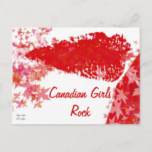 Carte postale Canadian Girls Rock (rouge et blanc)