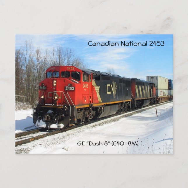 Carte Postale Canadien National CN 2453 - Locomotive GE "Dash 8" (Devant)