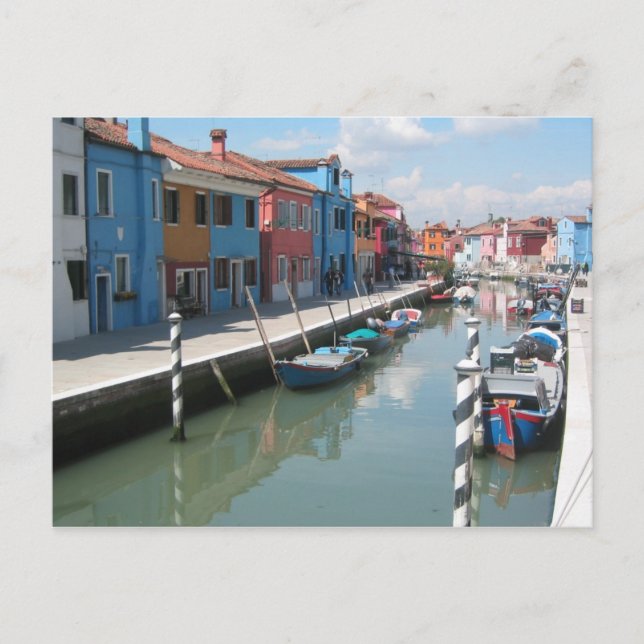 Carte Postale Canal coloré à Burano, Italie (Devant)