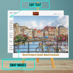 Carte Postale Canal d'Amsterdam et vélo
