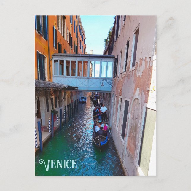 Carte Postale Canal de Venise Gondolas Couvert Skywalk Palazzos (Devant)