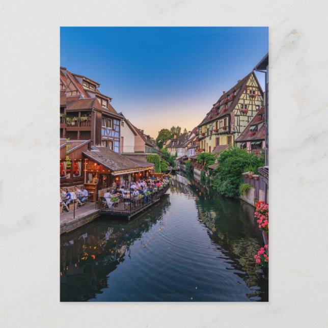 Carte Postale Canal d'eau Fleur Alsace France (Devant)