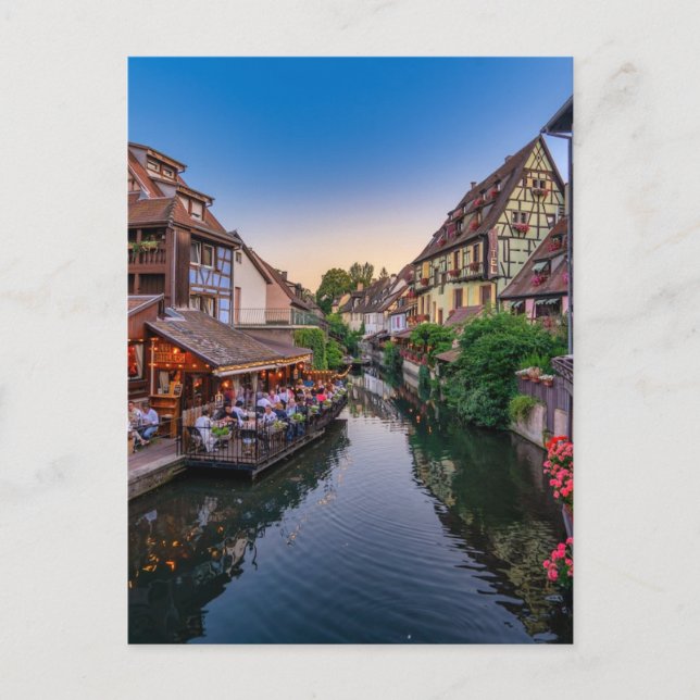 Carte Postale Canal d'eau Fleur Alsace France (Devant)
