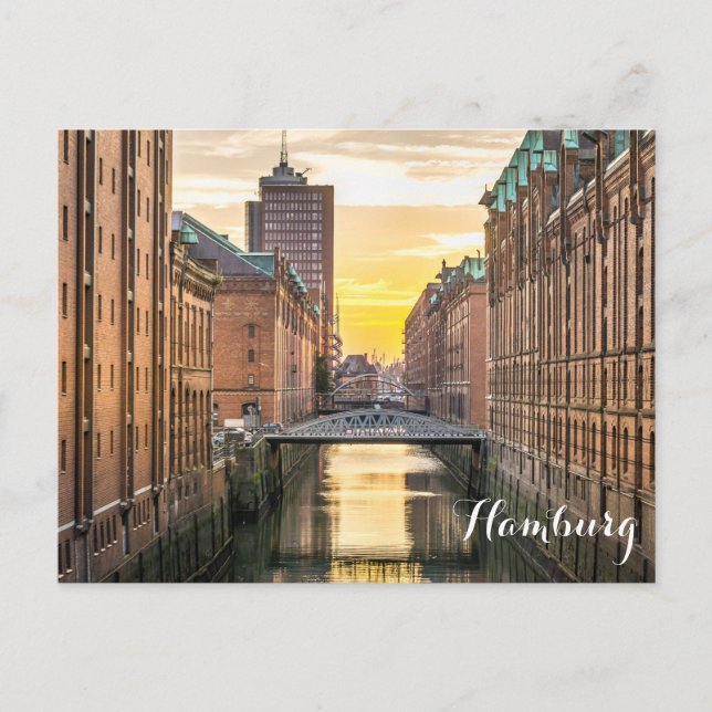 Carte Postale Canal d'Hambourg Allemagne (Devant)