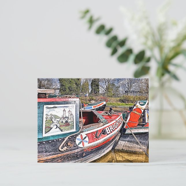 CARTE POSTALE CANAL NARROWBOATS (Debout devant)