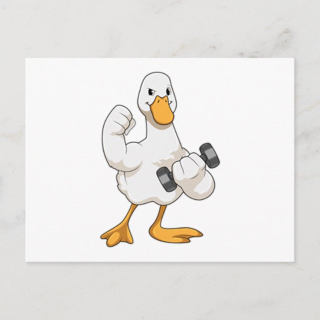 Carte Postale Canard à Bodybuilding avec Dumbbell (Devant)