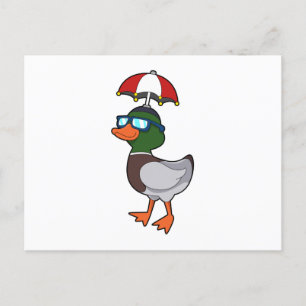 Carte Postale Canard à la pluie avec Umbrella.PNG