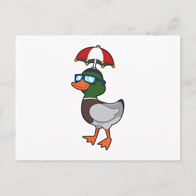 Carte Postale Canard à la pluie avec Umbrella.PNG (Devant)