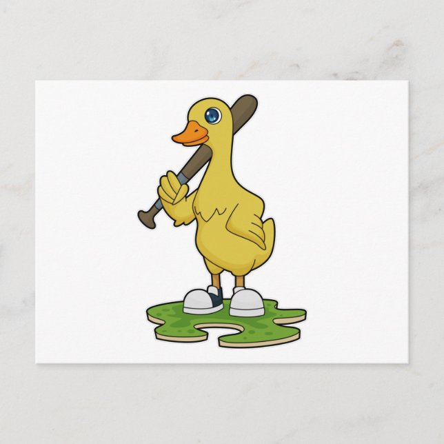 Carte Postale Canard au baseball avec une batte de baseball (Devant)