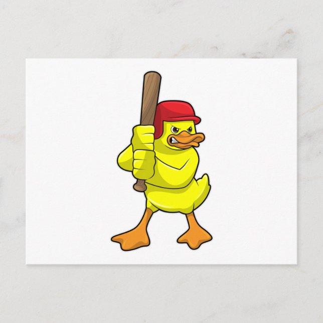 Carte Postale Canard au baseball avec une batte de baseball et u (Devant)