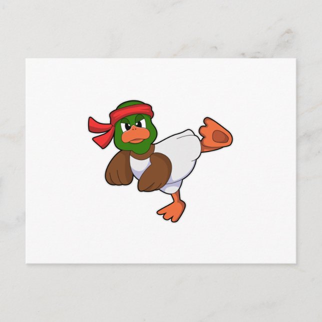 Carte Postale Canard aux arts martiaux Karate (Devant)